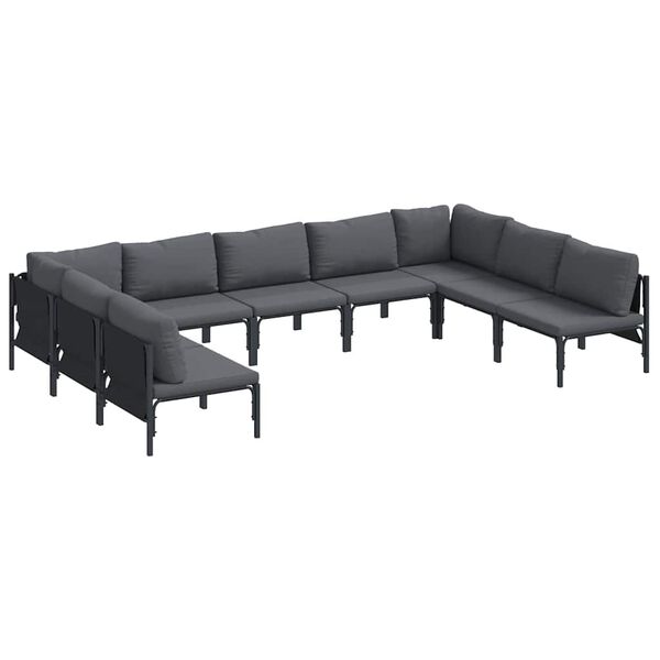 vidaXL Gartensofa-set mit Kissen 9 pcs Schwarz Stahl