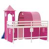 vidaXL Kinderhochbett mit Turm Rosa 90x190 cm Massivholz Kiefer