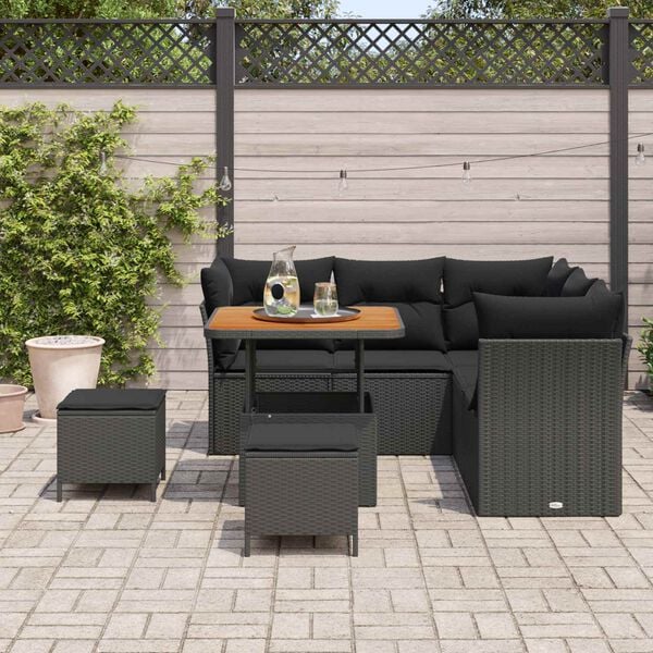 vidaXL Gartensofa-set 8 pcs Schwarz Poly-Rattan