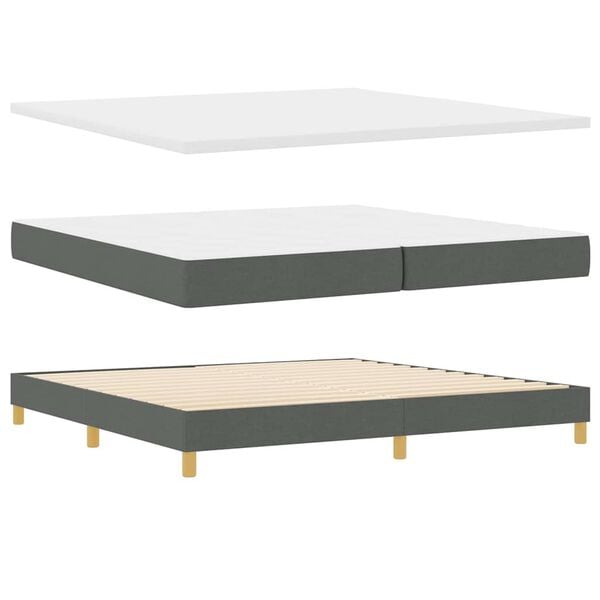 vidaXL Boxspringbett mit Matratze Dunkelgrau 200 x 200 cm Stoff