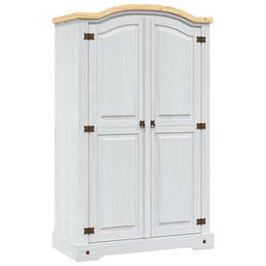vidaXL Kleiderschrank Mexiko-Stil Kiefernholz 2 T&uuml;ren Wei&szlig;