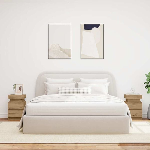 vidaXL LED-Nachttische 2 Stk. Artisan-Eiche 35x39x55 cm Holzwerkstoff