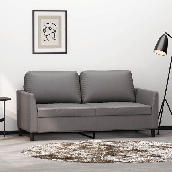 vidaXL 2-Sitzer-Sofa Grau 140 cm Kunstleder