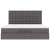 vidaXL Ottoman-Bett mit Matratzen Grau 200x200 cm Kunstleder