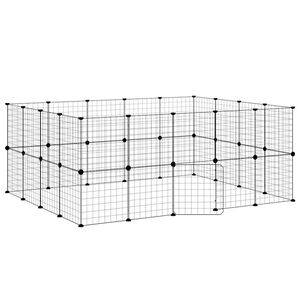 vidaXL 36-tlg. Haustierk&auml;fig mit T&uuml;r Schwarz 175x140x70 cm Stahl