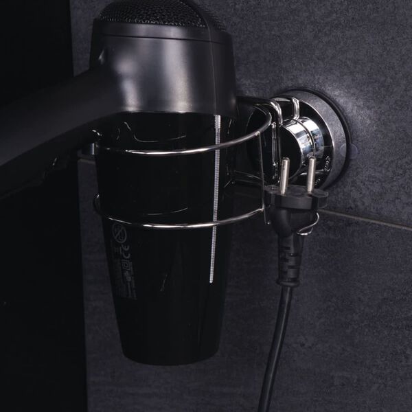 RIDDER F&ouml;nhalter mit Saugnapf 14 x 12,7 x 6,5 cm Chrom 12070000