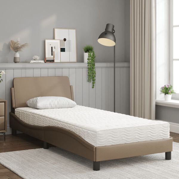vidaXL Bett mit Matratze "Dover" Cappuccino-Braun 80x200 cm Kunstleder