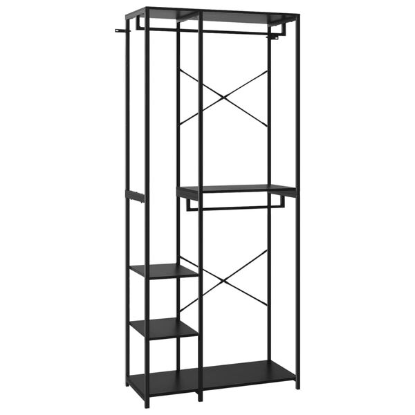 vidaXL Kleiderschrank Schwarz 90x40x213 cm Metall und Holzwerkstoff