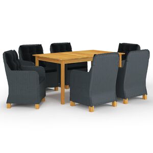 vidaXL 7-tlg. Garten-Essgruppe Dunkelgrau