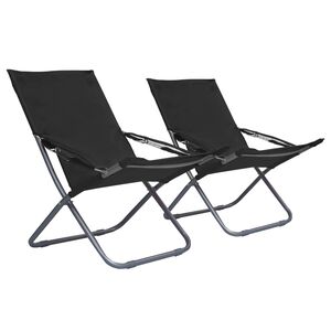 vidaXL Klappst&uuml;hle, 2 St&uuml;ck, Stoff, Schwarz