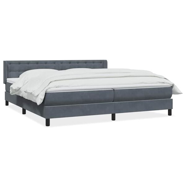vidaXL Boxspringbett mit Matratze Dunkelgrau 180x210 cm Samt