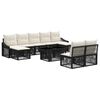 vidaXL Gartensofa-set 10 stk. Schwarz und Cremewei&szlig; Poly-Rattan