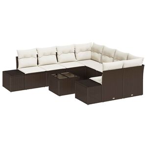 vidaXL Sofa Set mit Kissen 9 pcs Braun Poly Rattan