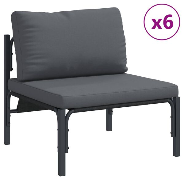 vidaXL Gartensofa-set mit Kissen 10 pcs Schwarz Stahl