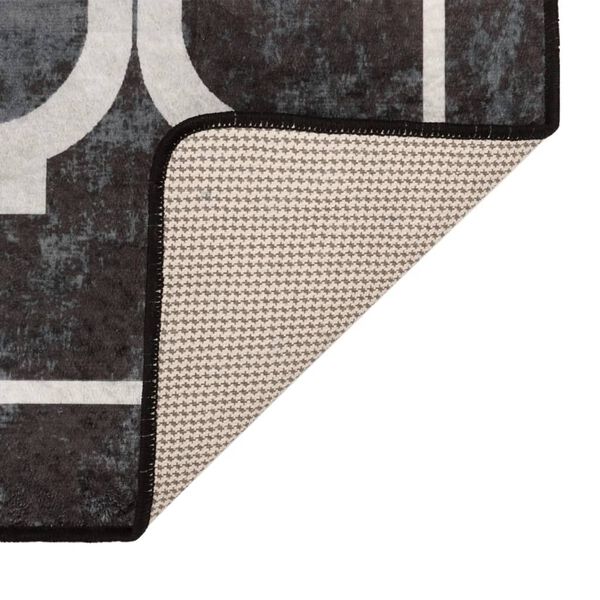 vidaXL Teppich Waschbar Schwarz und Wei&szlig; 190x300 cm Rutschfest