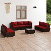 vidaXL 8-tlg. Garten-Lounge-Set mit Kissen Poly Rattan Braun