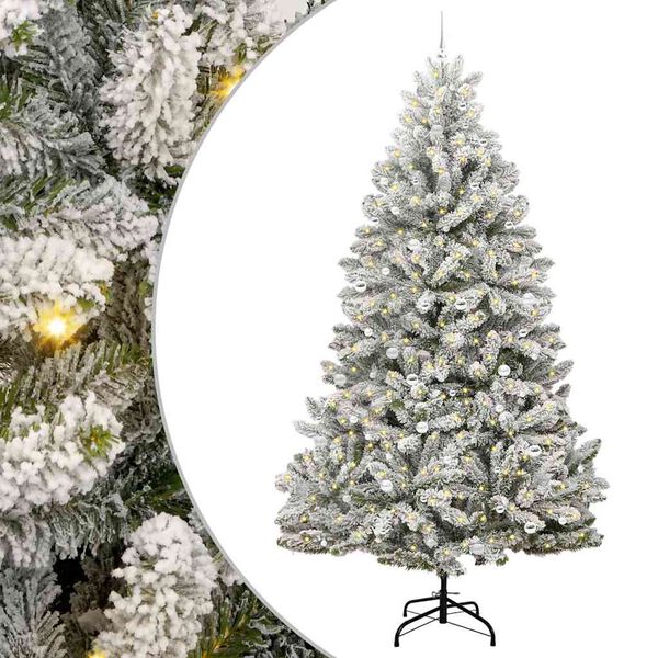vidaXL K&uuml;nstlicher Weihnachtsbaum Gr&uuml;n und Wei&szlig; 300 cm PVC und Metall