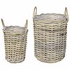 vidaXL Blumentopfkorb GENDT 2 stk. Nat&uuml;rliches Grau Kubu Rattan