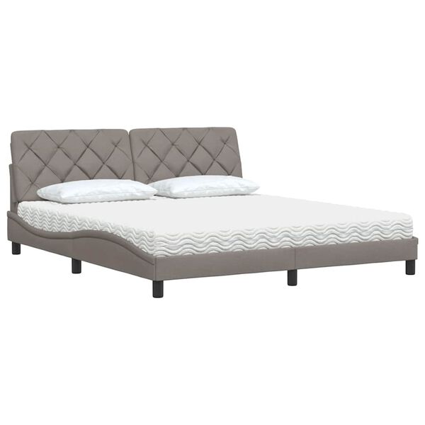 vidaXL Bett mit Matratze Taupe 180x200 cm Stoff
