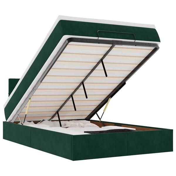 vidaXL Ottoman-Bett mit Matratze Dunkelgr&uuml;n 120x190 cm Samt