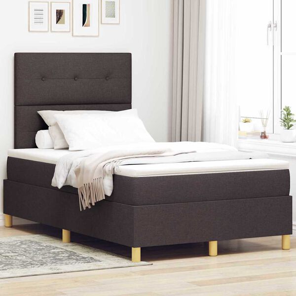 vidaXL Boxspringbett mit Matratze Dunkelbraun 120 x 200 cm Stoff