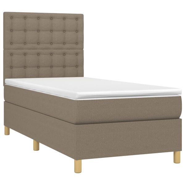 vidaXL Boxspringbett mit Matratze & LED Taupe 100x200 cm Stoff
