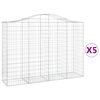 vidaXL Gabionen mit Hochbogen 5 Stk. 200x50x140/160cm Verzinktes Eisen
