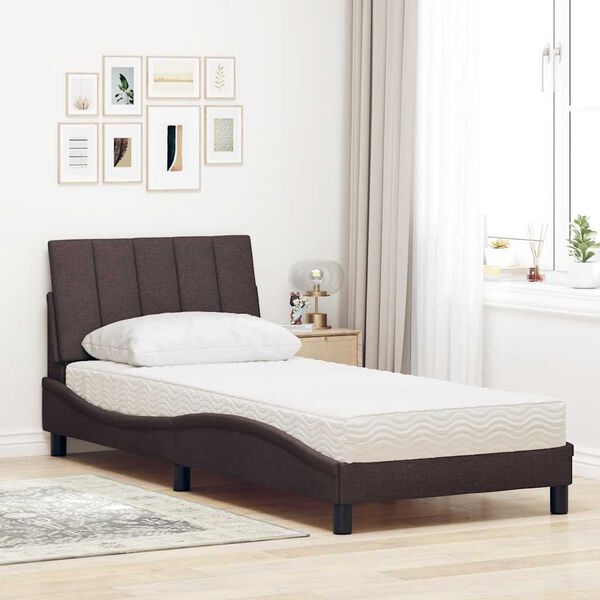 vidaXL Bett mit Matratze "Hanko" Dunkelbraun 80x200 cm Stoff