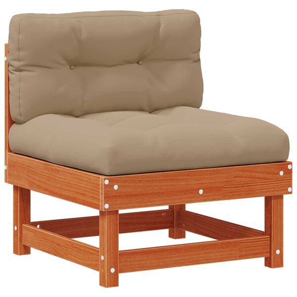 vidaXL Garten Mittelssofa Massives Kiefernholz Wachsbraun