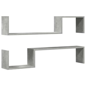 vidaXL Wandregale 2 Stk. Betongrau 100x15x20 cm Holzwerkstoff