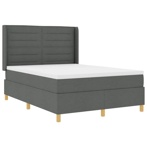 vidaXL Boxspringbett mit Matratze mit Kopfteil Grau 140 x 190 cm Stoff