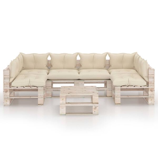 vidaXL 7-tlg. Garten-Lounge-Set aus Paletten mit Kissen Kiefernholz