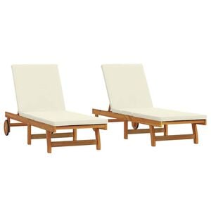 vidaXL Sonnenliege 2 pcs Braun 65 x 199 x 84 cm Massivholz Akazie