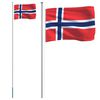 vidaXL Flagge Norwegens mit Mast 6,23 m Aluminium