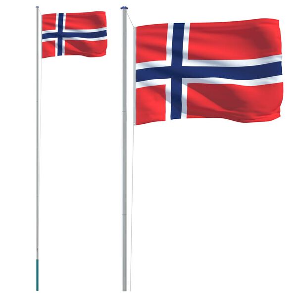 vidaXL Flagge Norwegens mit Mast 6,23 m Aluminium
