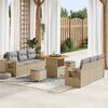 vidaXL Gartensofa-set mit Kissen 9 pcs Beige Poly-Rattan