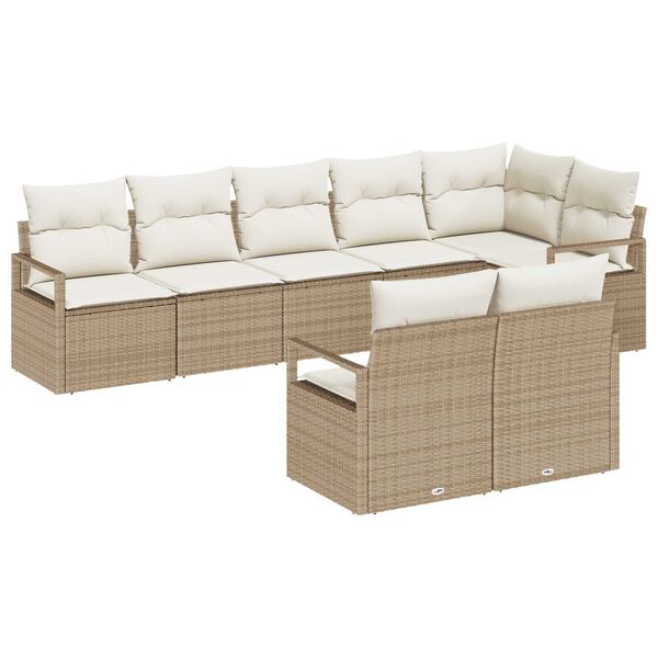 vidaXL Gartensofa-set mit Kissen 8 pcs Beige und Wei&szlig; Poly-Rattan