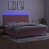 vidaXL Boxspringbett mit Matratze & LED Rosa 200x200 cm Samt