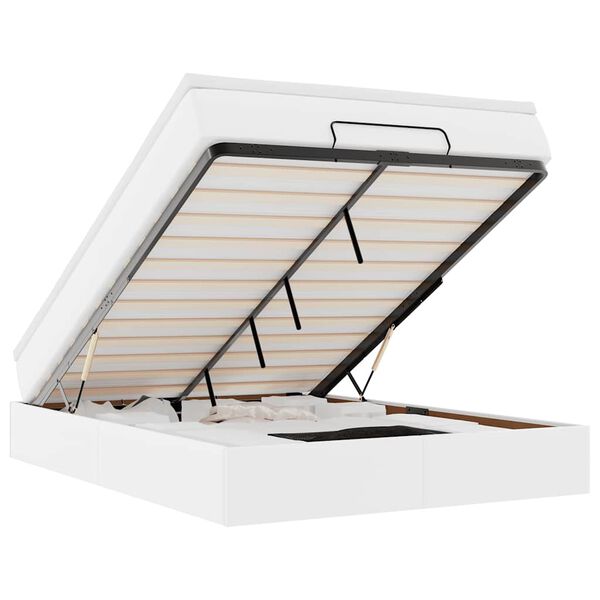 vidaXL Ottoman-Bett mit Matratze Weiß 140x200 cm Kunstleder