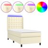 vidaXL Boxspringbett mit Matratze & LED Creme 90x200 cm Kunstleder