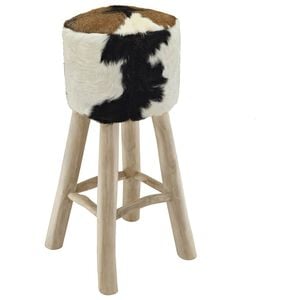 vidaXL Barhocker Ziegenleder und Teak Massivholz