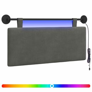 vidaXL H&auml;ngendes Kopfteil Mit LED Licht Dunkelgrau Cordstoff