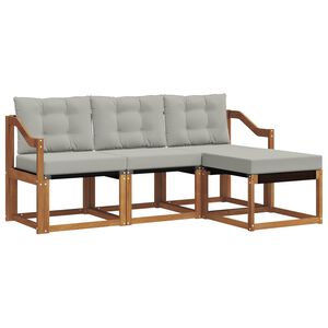 vidaXL Outdoor-Sofagarnitur mit Kissen 4 pcs Nat&uuml;rlich und Hellgrau