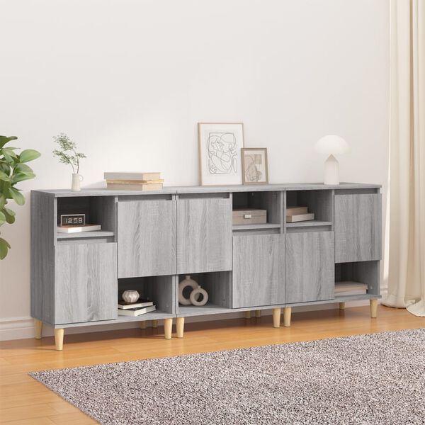 vidaXL Sideboards 3 Stk. Grau Sonoma 60x35x70 cm Holzwerkstoff