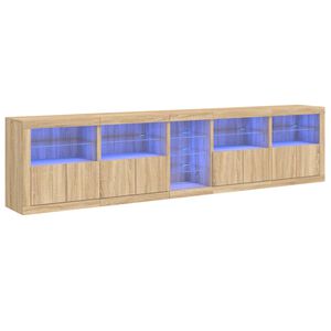 vidaXL Sideboard mit LED-Leuchten Sonoma-Eiche 283x37x67 cm