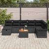 vidaXL Garten-Sofa-Set mit Kissen 9 pcs Schwarz Poly Rattan
