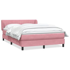 vidaXL Boxspringbett mit Matratze Rosa 160x220 cm Samt