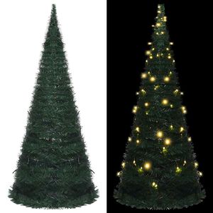vidaXL K&uuml;nstlicher Pop-Up-Weihnachtsbaum mit Beleuchtung Gr&uuml;n 150 cm