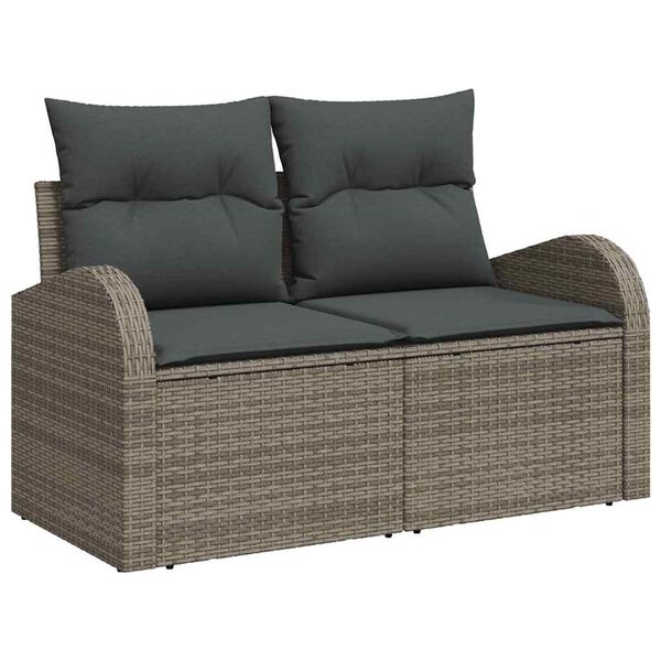 vidaXL Sofa Set mit Kissen mit Speicher 4 pcs Grau Poly-Rattan