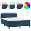 vidaXL Boxspringbett mit Matratze & LED Dunkelblau 140x200 cm Samt